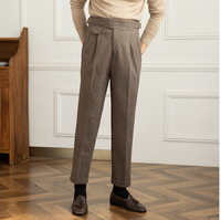 Automne hommes couleur unie décontracté italien Naples Paris bouton costume pantalon messieurs taille haute drapé costume pantalon pour hommes