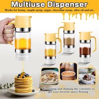 Pot distributeur de miel jaune amélioré de 300ml 9oz contenant de miel sans goutte avec poignée distributeur de sirop pour café sirop d'érable
