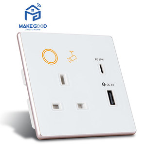 MakeGood 영국 플러그 표준 86mm 크기 전력 모니터링 RGB 백라이트 1 갱 라이트 스위치 와이파이 스마트 월 소켓 USB 고속 충전기 - Product Image 3