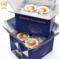 Boîtes d'emballage pour fruits de mer en carton ondulé imperméable, directement de l'usine, avec gaufrage pour l'expédition de fruits de mer (boîtes rigides)