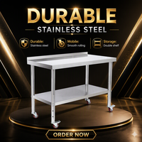 Table de tri d'entrepôt, banc d'emballage en acier inoxydable sur roulettes avec étagère inférieure, longueur personnalisable