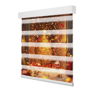 Zstarr tùy chỉnh in giáng sinh Hạnh Phúc năm mới trang trí hai lớp tự động cơ giới từ xa cửa sổ ngựa vằn Shades rèm - Product Image 1