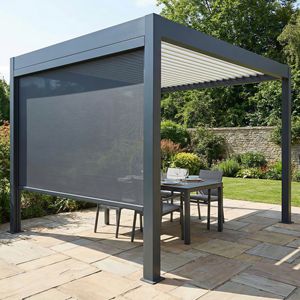 Pergola de jardin compacte en aluminium 3x3m avec <span class=keywords><strong>moustiquaire</strong></span>, petit abri extérieur imperméable pour terrasse et balcon de maison jumelée - Product Image 1