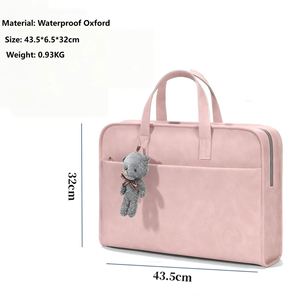 Bolso Tote Rosa para Portátil, para Mujeres y Adolescentes, Ligero, Funda para Portátil de 15.6 Pulgadas, Logotipo Personalizado, Elegante, Impermeable, Cierre de Cremallera Oxford, para la Escuela - Product Image 6