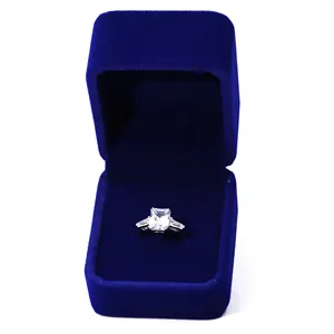 Tianyu USA perhiasan bagus pertunangan wanita putih 18K berlapis emas 3CT 3 batu Moissanite zamrud potongan 925 cincin perak murni