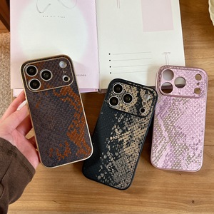 <span class=keywords><strong>Coque</strong></span> de protection de luxe pour <span class=keywords><strong>iPhone</strong></span> 17 16 15 Pro Max avec motif <span class=keywords><strong>serpent</strong></span> estampé or par électroplaqué et grande fenêtre - Product Image 1