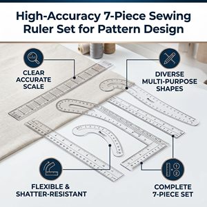 Sewing Ruler Tailor Set French Curve Sewing Ruler for Sewing <b>Beginners</b> Pattern Making on Fabric for Designers and Tailors - Product Image 6