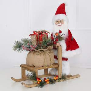 Père Noël lumineux LED avec traîneau, décoration de fête de Noël pour la maison, décorations de Noël, Père Noël, ornements, 50 cm, plastique et polyester - Product Image 2