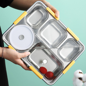 Lonchera Creativa Aislada de Gran Capacidad de Acero Inoxidable, Plato para Comida con Tapa para Estudiantes, Lonchera Dividida para Trabajadores de Oficina, Caja de Picnic - Product Image 1