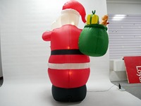 Père Noël gonflable de 1,8 m avec sac / échelle d'accès et longue guirlande lumineuse LED