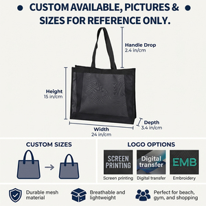 Fashion <strong>Large</strong> Capacity Transparent Mesh <strong>Beach</strong> <strong>Bag</strong> Waterproof Insulated Women's Summer Outdoor Swimming <strong>Bag</strong> Recyclable Washable - Product Image 2