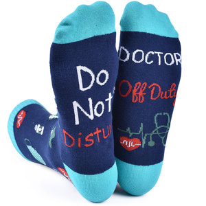 महिलाओं के मिश्रित रंग जैक्वार्ड मोजे व्यक्तिगत रचनात्मक लेटेड नर्स डे दंत चिकित्सक श्रृंखला मध्य-बछड़े की कपास - Product Image 4