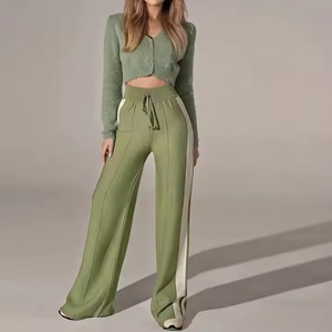 Pantalones de Algodón de Otoño OEM para Mujer, Pantalones Deportivos Casuales, 100% Algodón Francés, Pantalones Deportivos de Doble Raya para Mujer - Product Image 1