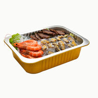 Barquette de cuisson rectangulaire en aluminium doré/argenté, jetable, de qualité alimentaire, pour plats à emporter, conteneur OEM pour la restauration