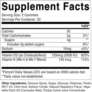 วิตามินดี3 เค2 กัมมี่ มัลติซีทามีน ดี3เค2 อาหารเสริมเพิ่มความสูง พร้อมแคลเซียมสำหรับกระดูก ภูมิคุ้มกัน และหัวใจ - Product Image 6