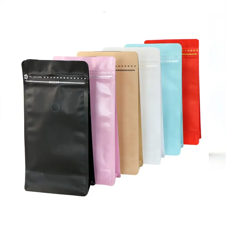 Emballage de fermeture refermable, vente en gros, Valve unidirectionnelle, emballage de poche biodégradable, sacs de café avec Valve de dégazage et Ziplock
