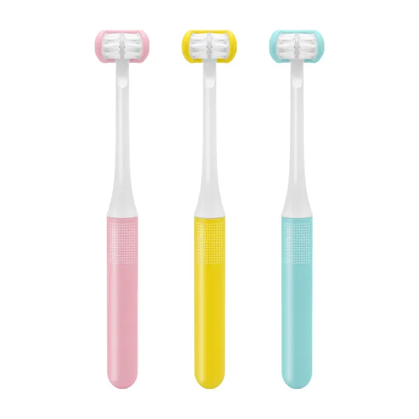 فرشاة أسنان ناعمة محمولة بثلاثة جوانب للأطفال بأفضل سعر من منتجات الموضة فرشاة أسنان بمقبض للأطفال