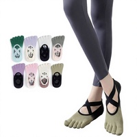 Chaussettes de yoga fines, dégradées, professionnelles, antidérapantes, à orteils séparés, entièrement couvrantes, basses, pour Pilates, d'été, athlétiques, à cinq doigts