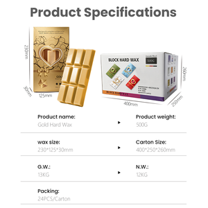 Bloc de <span class=keywords><strong>cire</strong></span> dure dorée 500g à 9 grilles, à faible point de fusion, pour épilation visage, maillot et aisselles, pour salons de beauté et spas, marque privée - Product Image 6