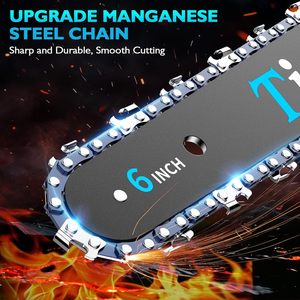 Mini tronçonneuse sans fil Tietoc de 6 pouces, 880 W avec graisseur automatique, 21 V pour le bois, tronçonneuse électrique puissante à main, 2 batteries - Product Image 2