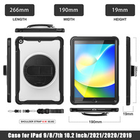 Étui pour tablette transparent robuste antichoc en TPU durable pour iPad 10.2 pouces 7e 8e 9e housse hybride robuste avec support en bandoulière