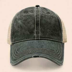 Custom Vintage Distressed Trucker Caps Washed Cotton Dad Hats with Woven <b>Patch</b> Retro Mesh <b>Back</b> Performance Hip Hop Men Women - Product Image 2