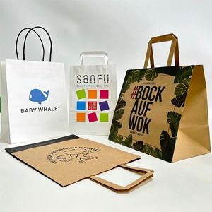 Custom Printed Logo Offset Printing Eco-Friendly Disposable Recyclable Biodegradable Kraft Paper <b>Bags</b> Customized Size Restaurant - Product Image 5