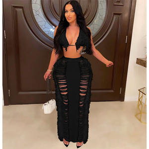 Hot Selling Tank Top With Maxi <b>Skirt</b> 2 Piece Set Women Outfits for Women Solid Set With Tassels Women Set - Product Image 1