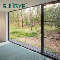 Porte battante moderne en aluminium sur mesure SUNGYE de qualité supérieure, résistante aux ouragans, avec verre trempé et moustiquaire pour entrée de maison