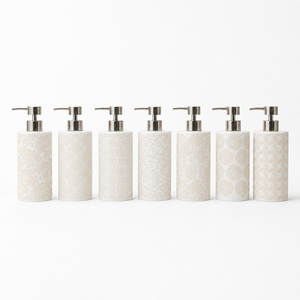 Dispensador de Loción de Resina Geométrico Neutral Personalizado OEM/ODM, Dispensador de Jabón Blanco para Encimera de Baño - Product Image 1
