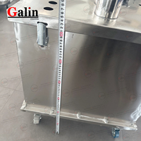 Galin 304 Trémie de fluidification en acier inoxydable 150L/180L Grand récipient à poudre carré avec plaque de tube d'aspiration Substrat en plastique