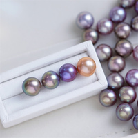10-11mm AA + violet foncé foncé Edison lustre perles d'eau douce en gros perles rondes en vrac perles naturelles pour la fabrication de bijoux