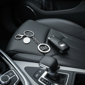 Portachiavi Audi in Metallo con Logo, Accessorio per Chiavi Auto, Finitura Argento - Product Image 3