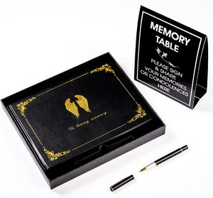 Custom on Demand Black Hard Cover Memorial Guest Book Memorial Guest Book for <strong>Funeral</strong> in Loving <strong>Memory</strong> with Foil Stamping - Product Image 1