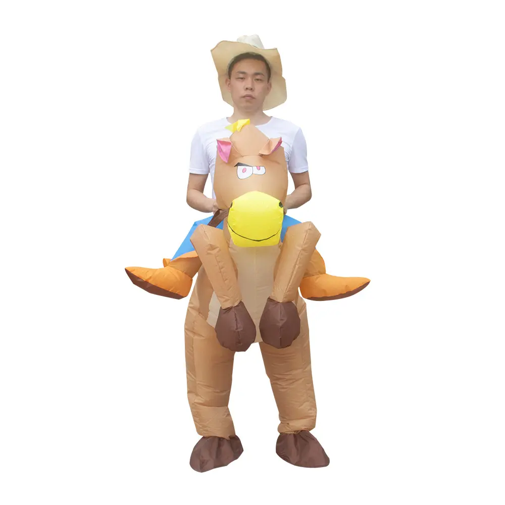 Erwachsene Größe Disfraz Caballo Cosplay Party Fahrt auf Maskottchen Kostüm Blow Up Anzug aufblasbare Esel Cowboy Pferd Kostüm