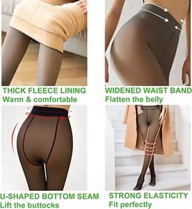 KTS-9 Factory Custom Sheer Fleece Lined <strong>Tights</strong> for <strong>Women</strong> Fake Translucent Winter Thermal Pantyhose Thick High Waist Leggings - Product Image 5