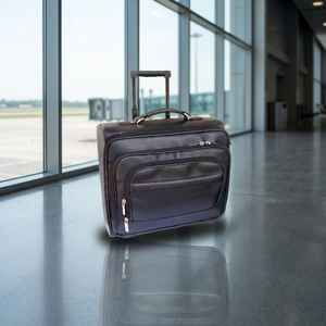 Bolsa de Viaje Expandible de Piel Sintética de Alta Calidad y Duradera (Negra) con Cierre de Cremallera / Bolsa de Viaje con Ruedas para Fin de Semana - Product Image 3