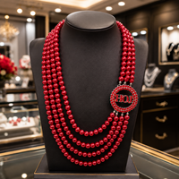 Collier élégant pour femmes, à porter en soirée, avec perles rouges et lettres maçonniques HOJ, bijoux personnalisés pour les membres des organisations sociales OES OGC, pour un anniversaire