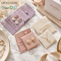 Pochette à bijoux en suède recyclable avec rabat pour boucles d'oreilles et colliers, emballage de détail, cadeau, vente en gros, commandes en vrac, OEM, ODM
