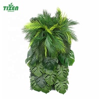 Tizen gros fausse feuille de tortue verte feuille de palmier toile de fond verticale plante artificielle mur d'herbe