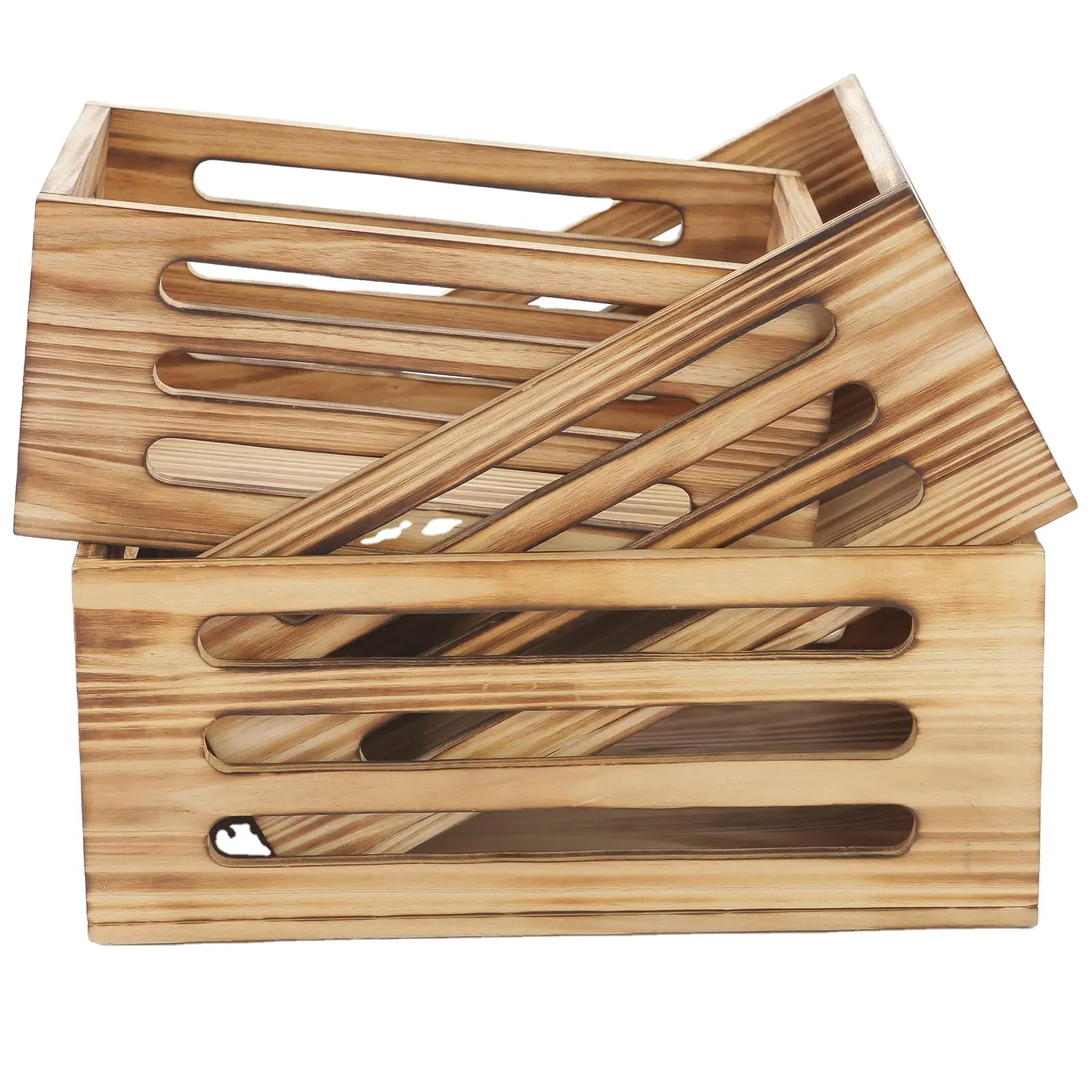 상자 바구니 보관 상자 둥지 나무 벽걸이 형 나무 저장 디스플레이 라이저 장식, 나무 상자 공예 300