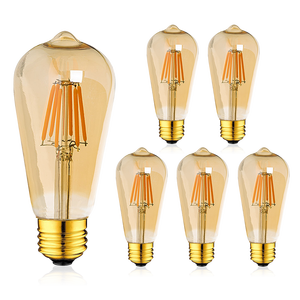 مصابيح شموع زخرفية عتيقة من Genixgreen ST64G <span class=keywords><strong>LED</strong></span> E27 4W 6W ks K Edison لون ذهبي معتم للأسكان - Product Image 1