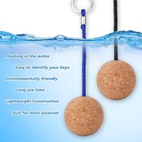53mm En Bois Flottant Boule De Liège Porte-clés Flotteur Porte-clés pour Kayak Canotage Pêche Cerf-Volant Surf Voile Kayak Vin Boule De Liège