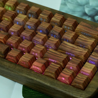 Keycaps de clavier mécanique à sublimation PBT, 130 touches, profil Cherry, thème Noyer, transmission de la lumière latérale, pour jeux