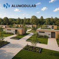 Maison modulaire en aluminium, villa préfabriquée écologique pour complexe de glamping, clé en main, entièrement meublée, construction en usine