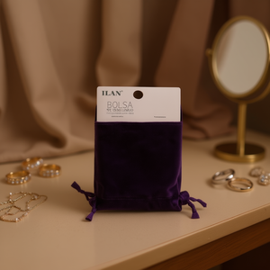 Borsa in Velluto Ilan 9x12 Cm Viola Scuro 2 Pezzi - Product Image 2