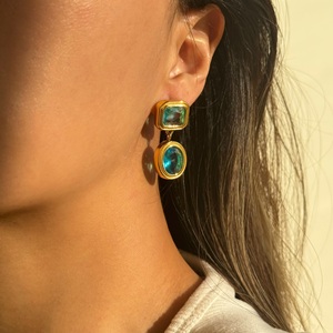 Myneck Đồ Trang Sức Thời Trang Nguồn 18K Vàng Mạ Dvd Thép Không Gỉ Công Ty Phụ Kiện Bữa Ăn Tối Blingbling Zircon Dangle Bông Tai - Product Image 4