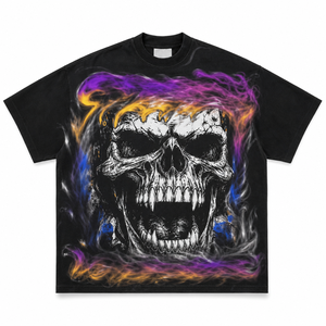 Custom Grunge Y2K <b>Skull</b> Graphic Tee <b>Men</b> Oversized Streetwear Digital Print Distressed Cotton Breathable 320g Wholesale - Product Image 1