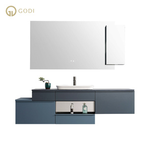 Mueble de Baño Moderno <span class=keywords><strong>GODI</strong></span> con Doble Lavabo, Diseño Nuevo, Ecológico, de Madera Maciza y Mármol, Resistente al Agua, con Garantía de 5 Años - Product Image 4