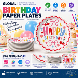 Assiette en papier jetable XIELI, fabriquée en Indonésie, pour <span class=keywords><strong>anniversaire</strong></span>, qualité alimentaire, 9 pouces, extra épaisse, solide, fiable, sans BPA - Product Image 3